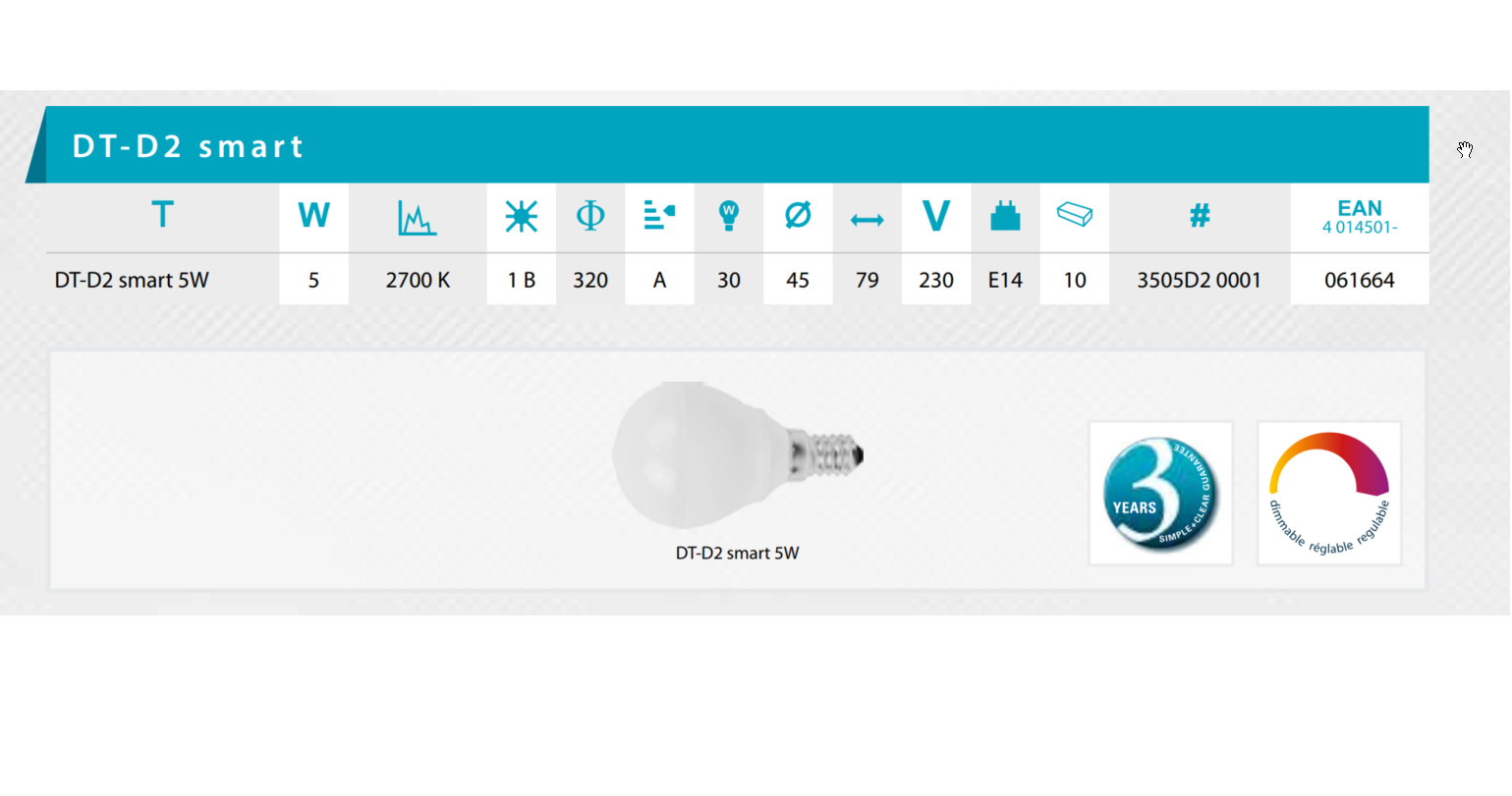 Narva LED lamp DT-D2 smart 5W E14