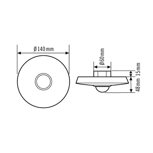 ESYLUX Decken-Präsenzmelder UP, 360 Grad PD 360/8 Slave - EM10425028