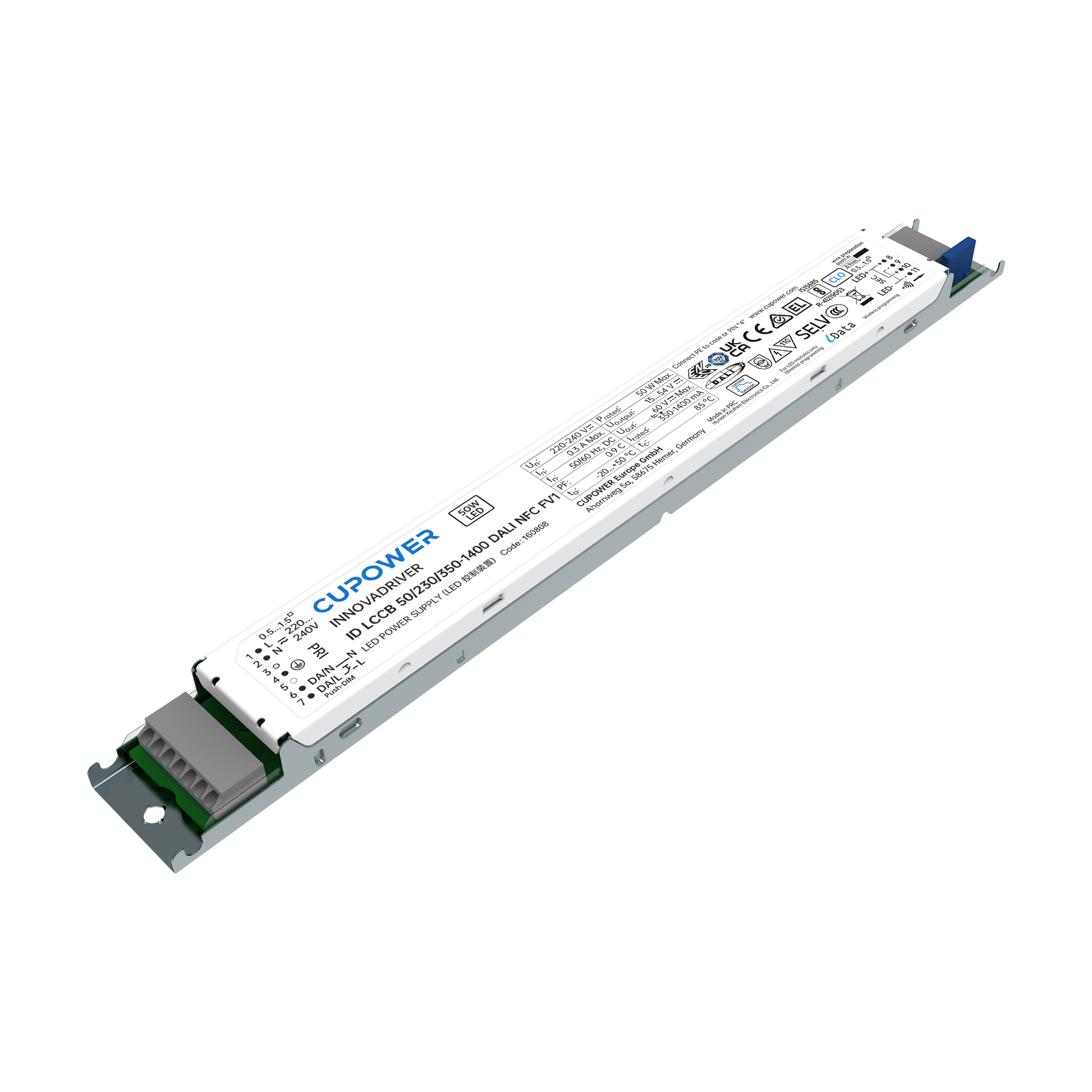 Cupower LED-Treiber dimmbar ID LCCB 50/230/350-1400 DALI NFC FV1 - 160808 Cupower LED-Treiber dimmbar ID LCCB 50/230/350-1400 DALI NFC FV1 - 160808