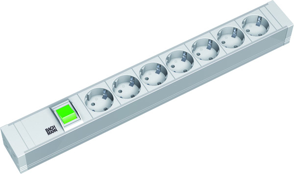 Bachmann 19Zoll Steckdosenleiste 7f PVC 7xSchutz.1xScha. 333.600