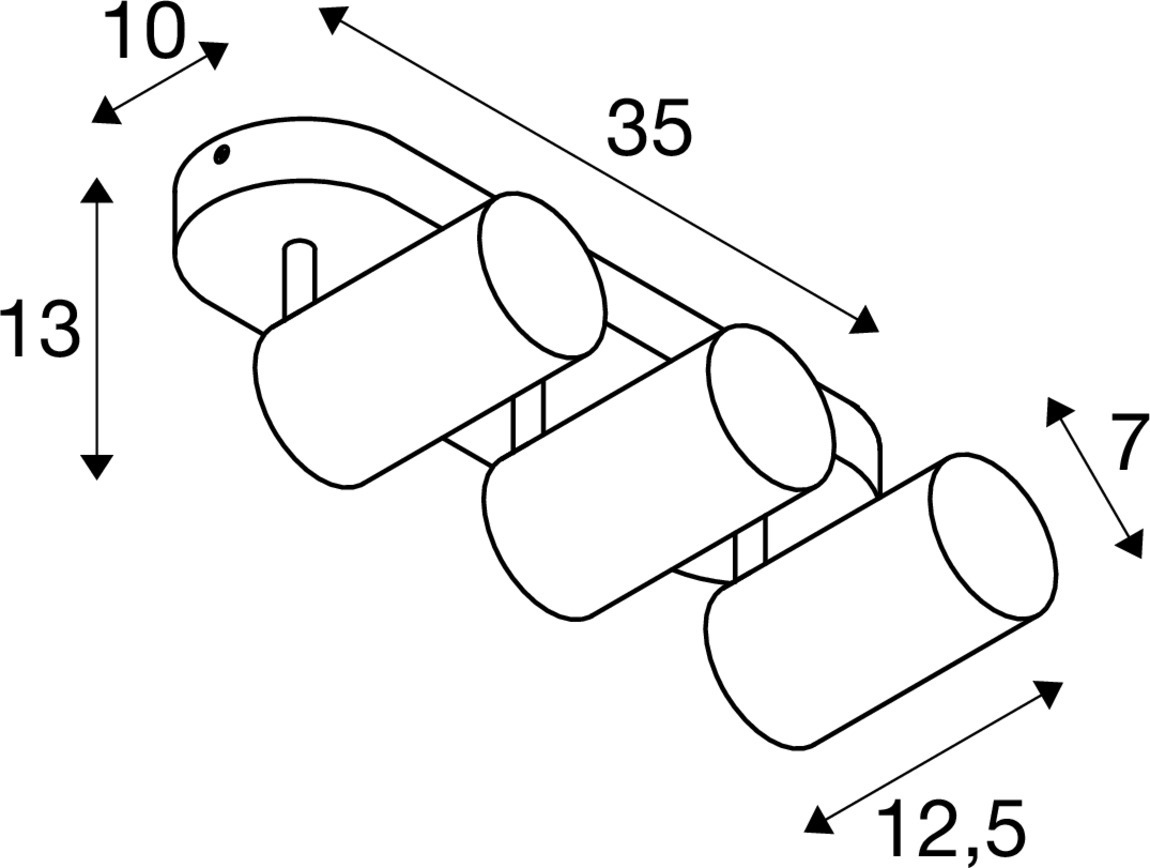 SLV ASTO TUBE, Deckenaufbauleuchte, zylindrisch, max. 3x10W, weiß - 1006428