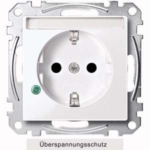 Merten SCHUKO-Steckdose aws/gl Übersp.Sch.Schriftf. MEG2305-0325 - MEG2305- günstig online kaufen