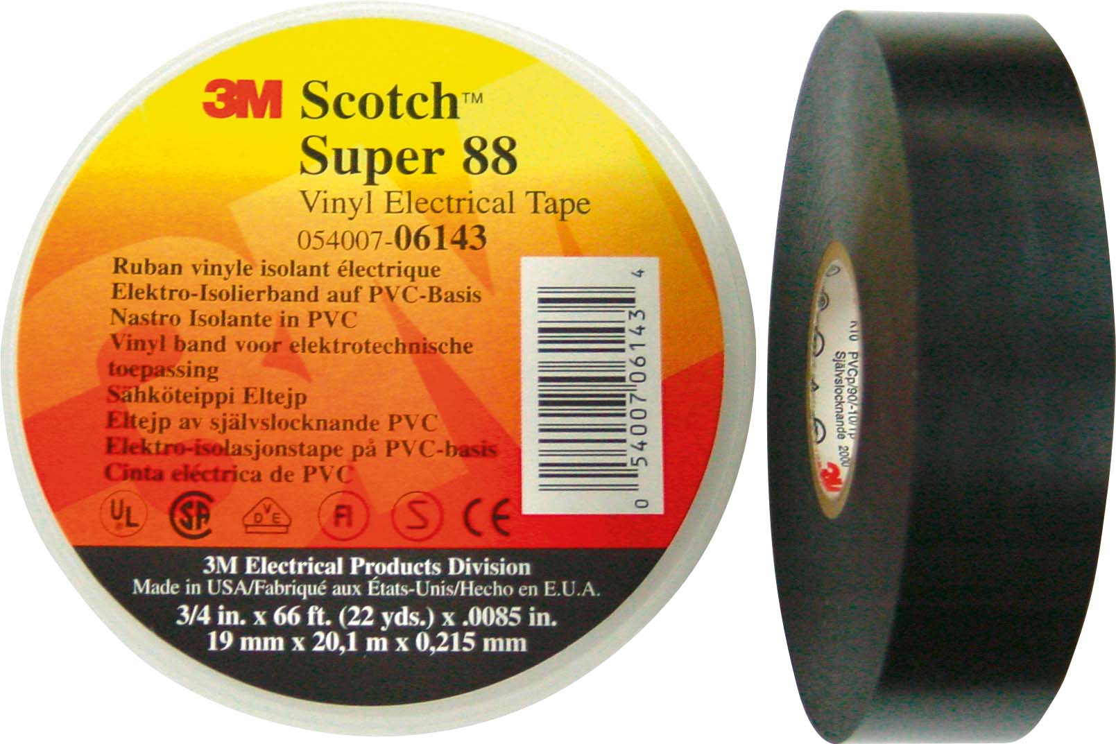 3M Deutschland PVC Elektro-Isolierband 19mm x20m sw ScotchSuper88 19x20 - 7100079942
