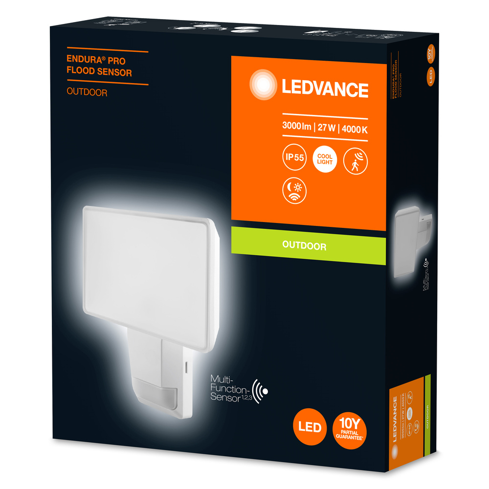 Ledvance Dekorative LED-Außenleuchte ENDURA PRO FLOOD SENSOR 27W 840 IP55 WT