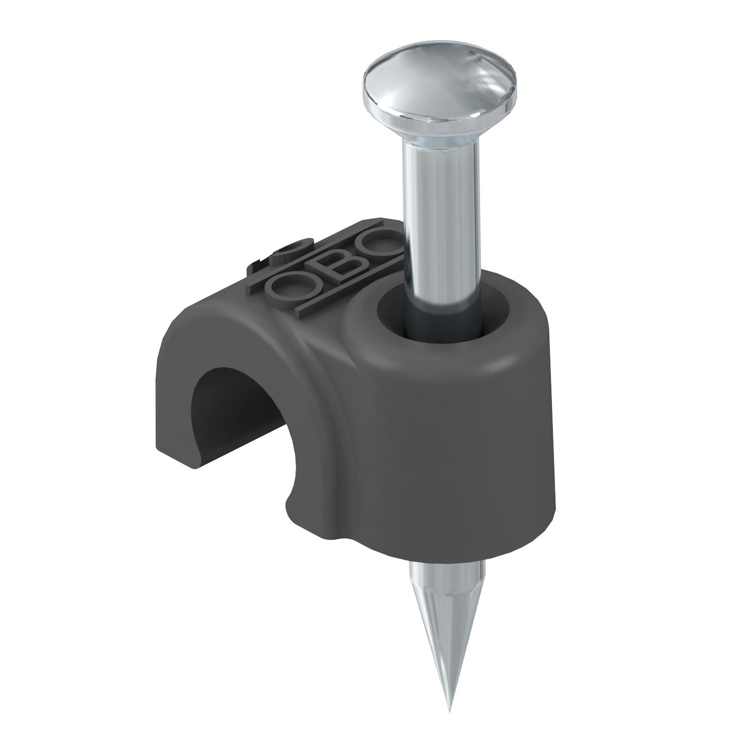 OBO Bettermann Vertr ISO-Nagel-Clip 8mm, L25, tief-sw 2008 25 SW