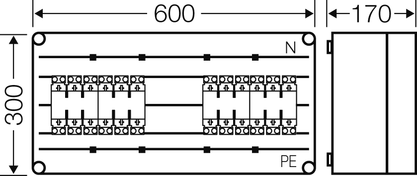 Hensel Sicherungsgehäuse 4xNH00 3p.250A 5p Mi 6461 - 2000668