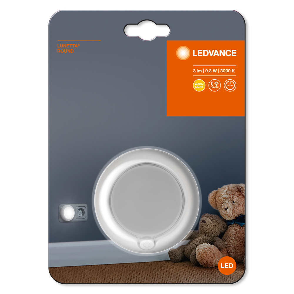 Ledvance LED socket night light with on/off switch LUNETTA Round White – 4058075266827