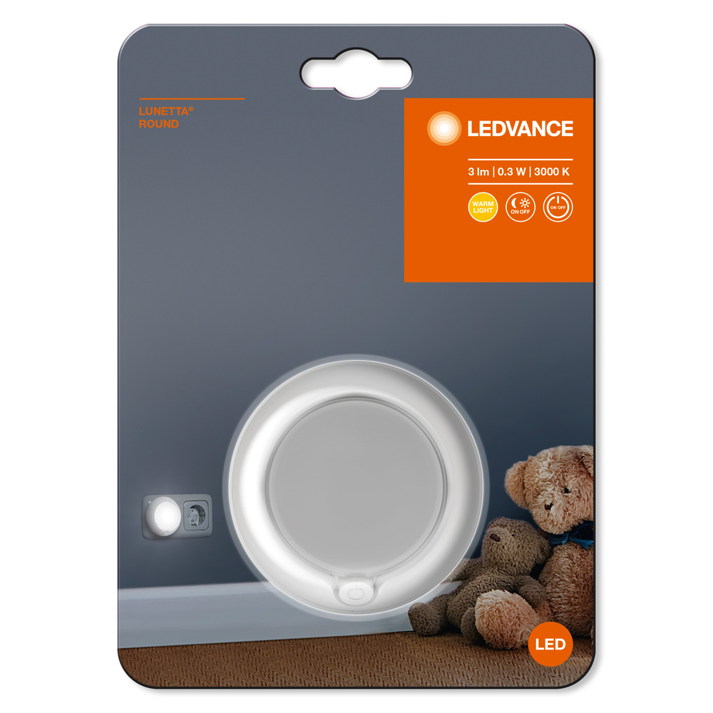 Ledvance LED-Sockel-Nachtlicht mit On/Off-Schalter LUNETTA ROUND  – 4058075266827