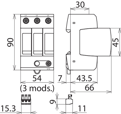 DEHN Überspannungsableiter Typ 2 DEHNguard M DG MU 3PY 480 3W+G R - 908319