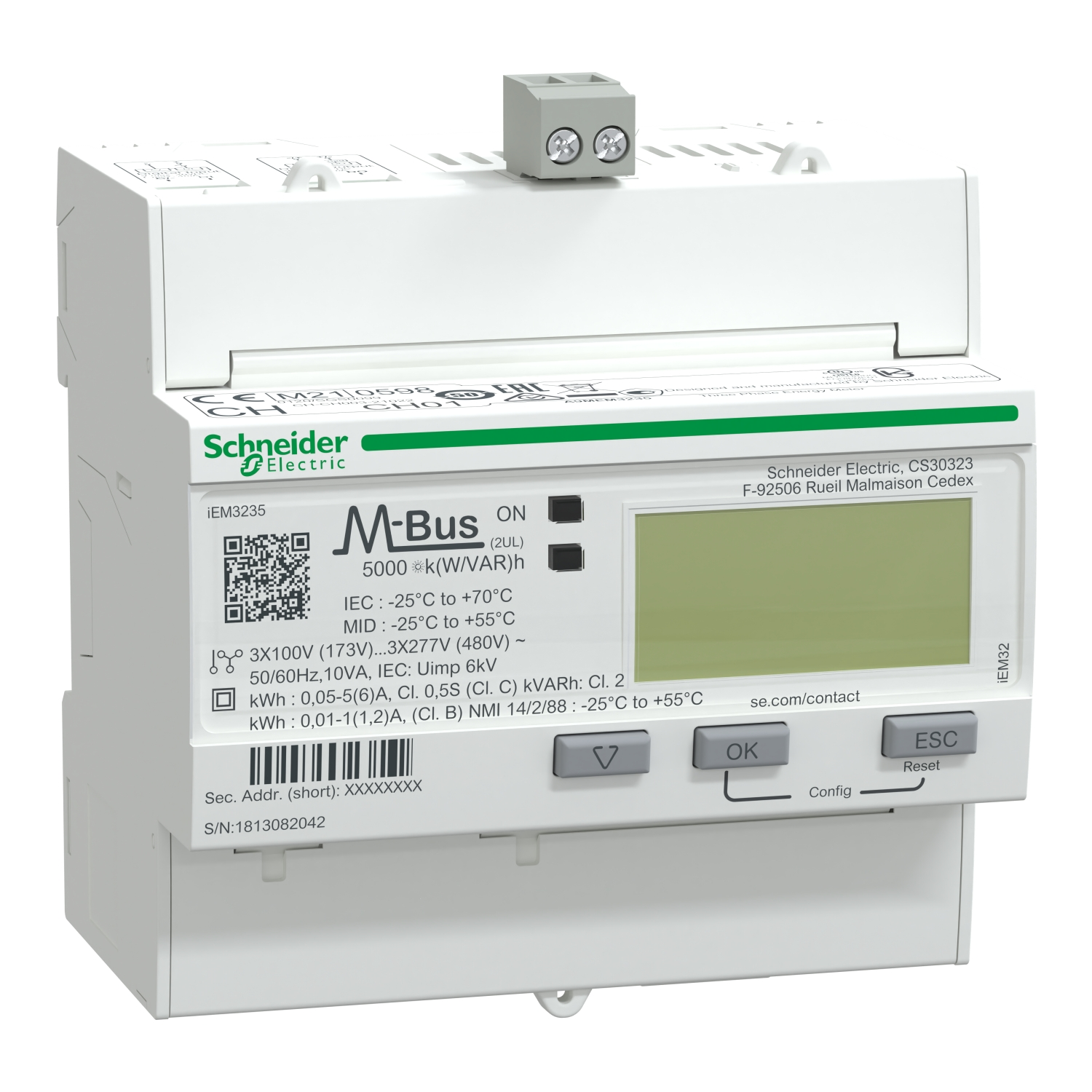 Schneider Electric Energiezähler 3P 5A M-BUS 1E/1AMID A9MEM3235