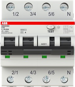 ABB Stotz S&J FI/LS-Schalter 6kA, 3P+N, Typ A DS203NC C32 A30
