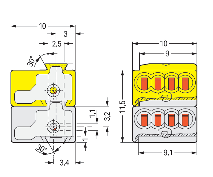 WAGO GmbH & Co. KG Busankoppler-Klemme lichtgrau gelb verr. 243-212