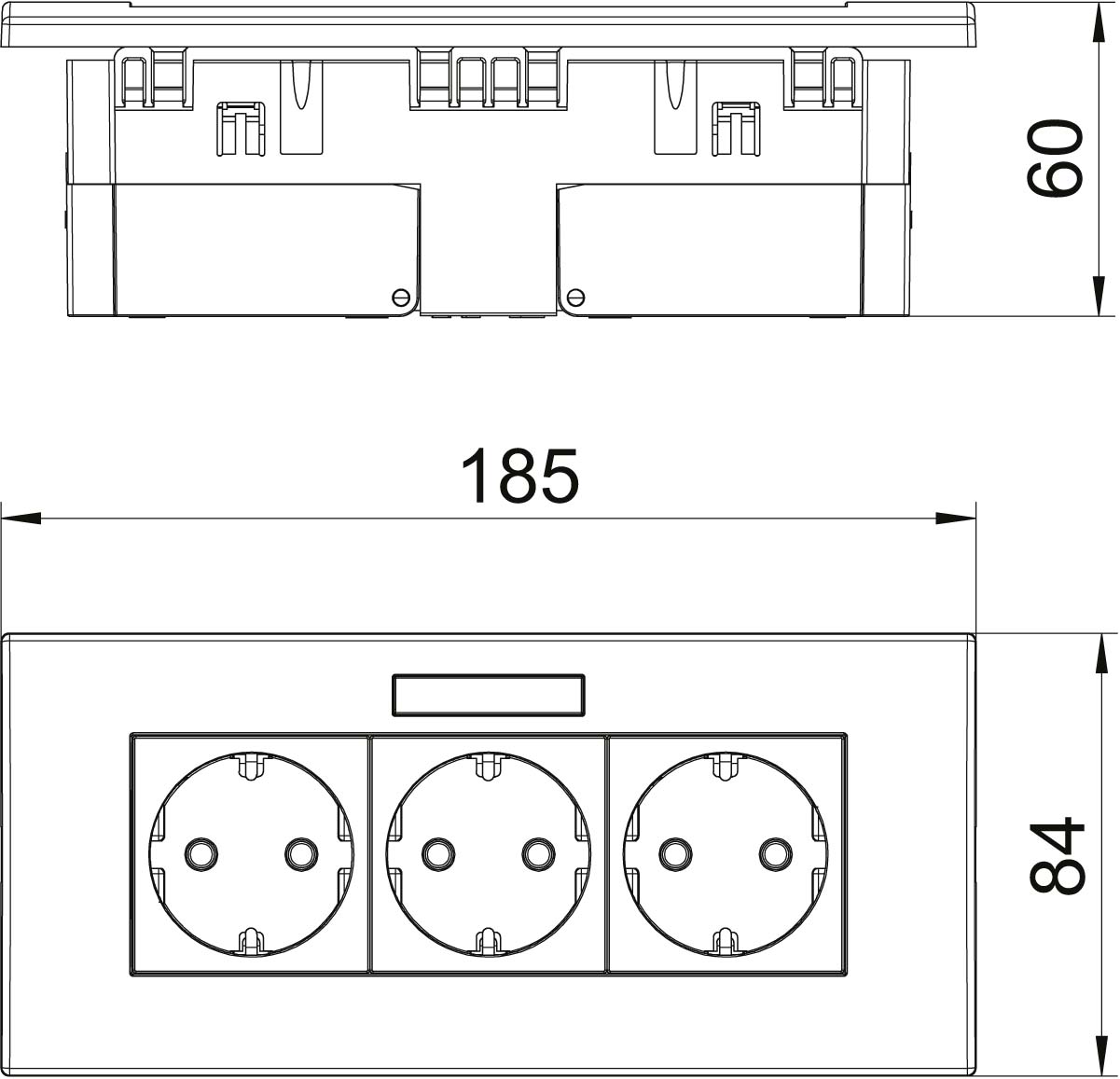 OBO Bettermann Vertr Steckdoseneinheit 3fach 84x185x59 rws SDE-RW D0RW3B - 6119433