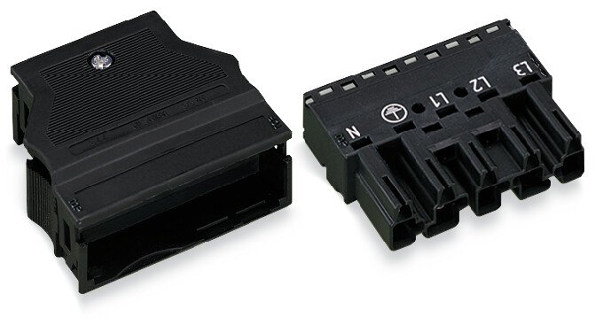 WAGO Plug with strain relief housing 5-pole coding A 4 mm² black