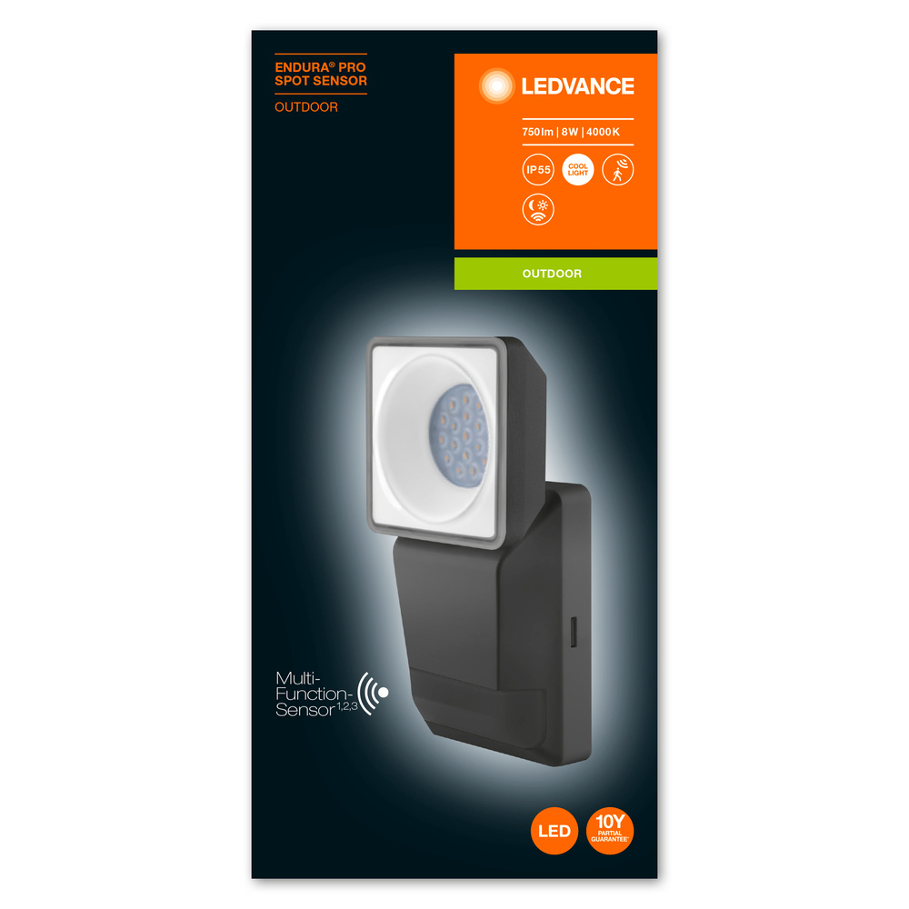 Ledvance Dekorative LED-Außenleuchte ENDURA PRO SPOT SENSOR 8W 840 IP55 DG