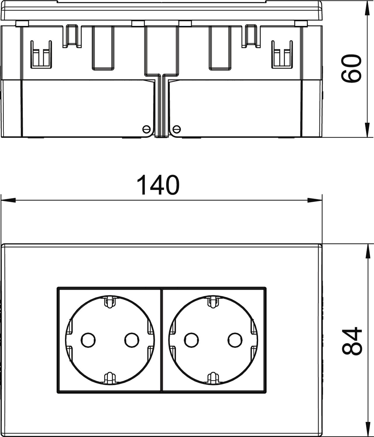 OBO Bettermann Vertr Steckdoseneinheit 2fach 84x140x59mm rt SDE-RW D0RT2 - 6119409