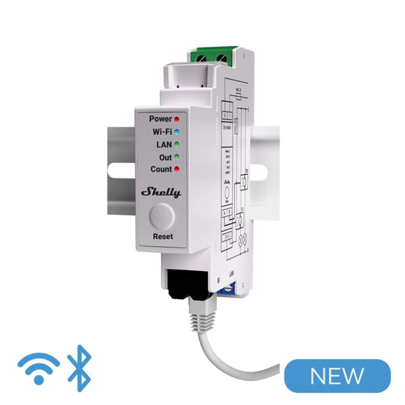Shelly Hutschiene Pro EM 50A Stromzähler inkl. 2x 50A Klemmen Messfunktion WLAN LAN BT