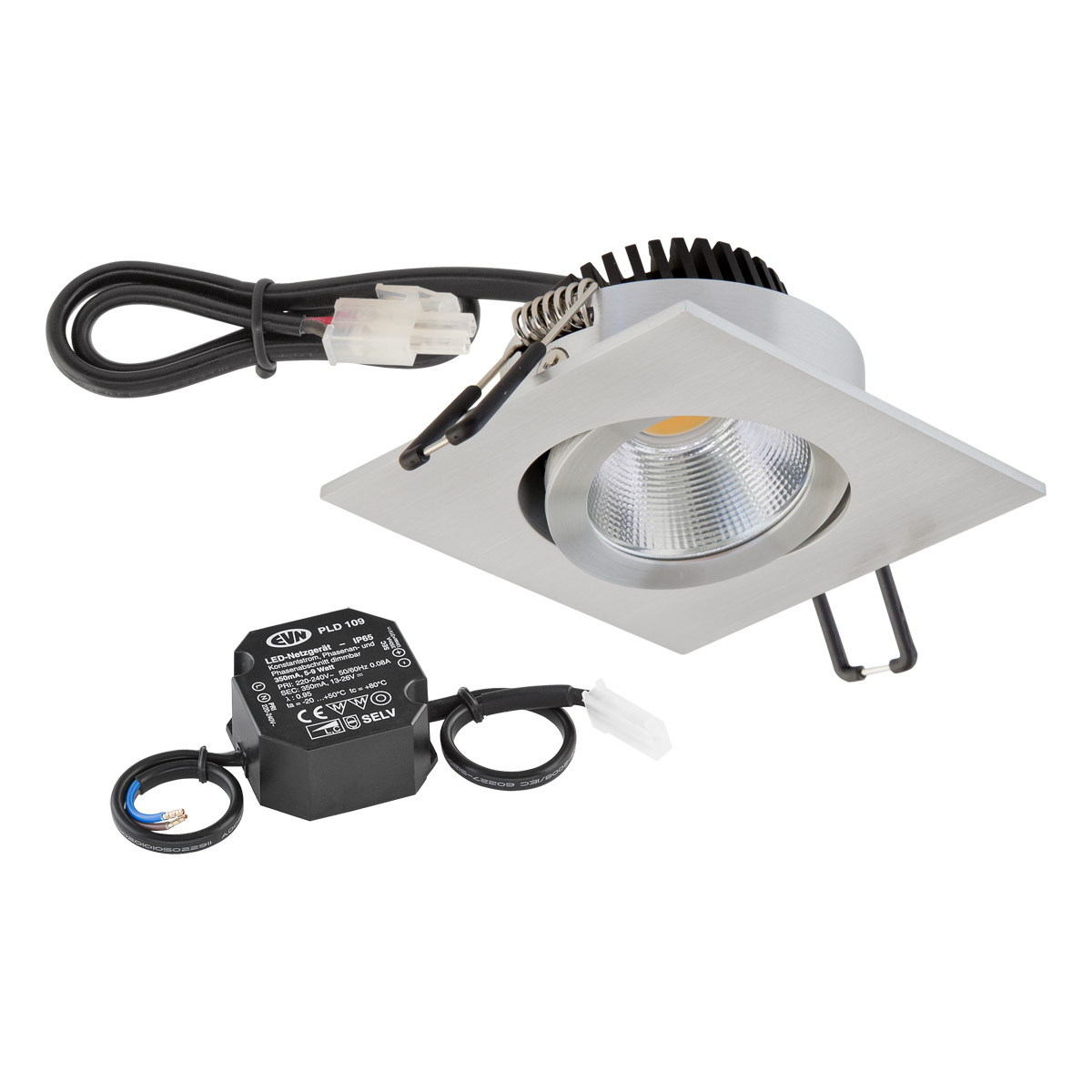 EVN Lichttechnik P-LED Deckeneinbauleuchte 3000K 230V quad.alu PC24N61402 günstig online kaufen