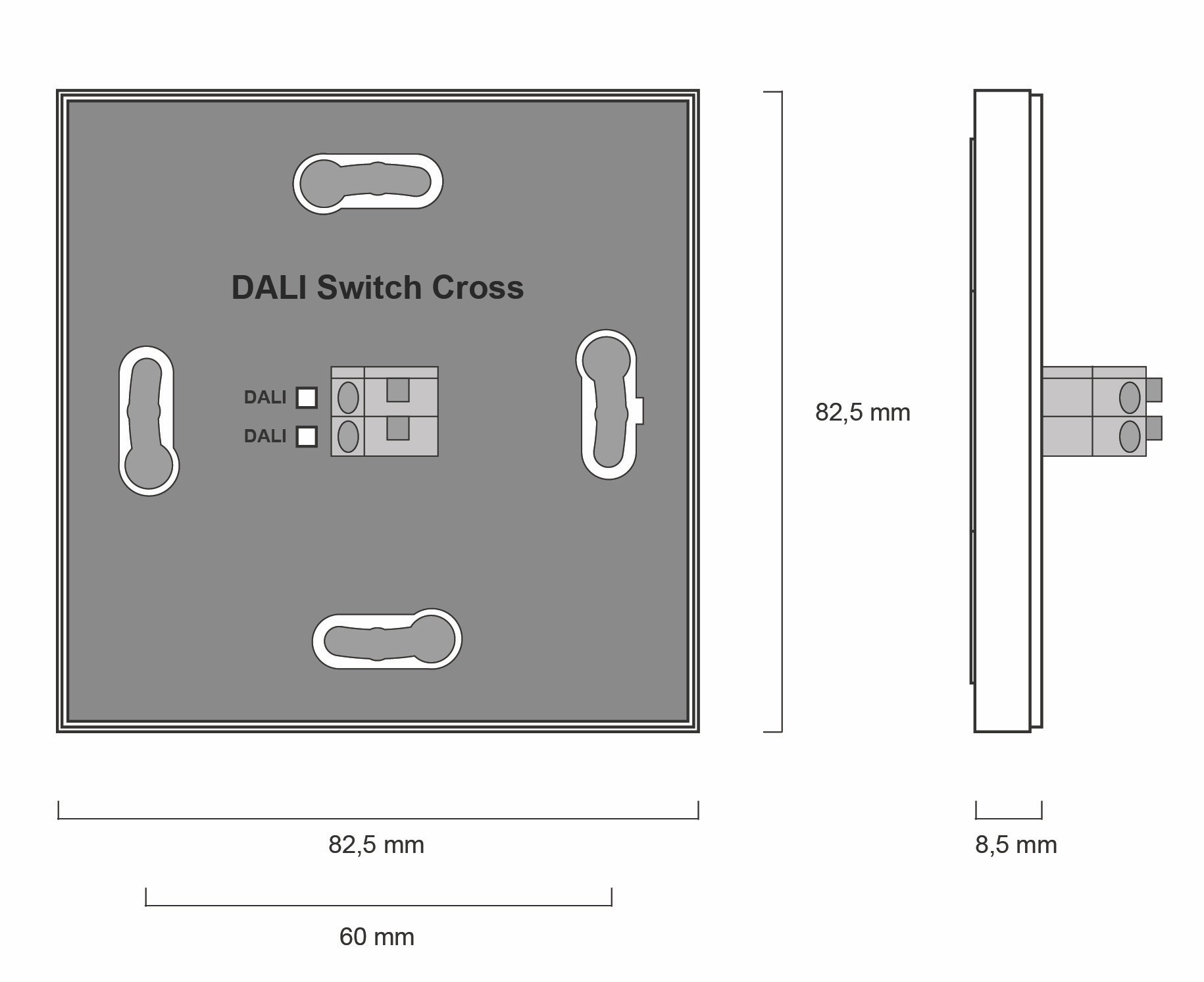 Lunatone Tastermodul DALI-2 Switch Cross Schwarz App-Contr. aktiviert – 86459793-B-2-APP