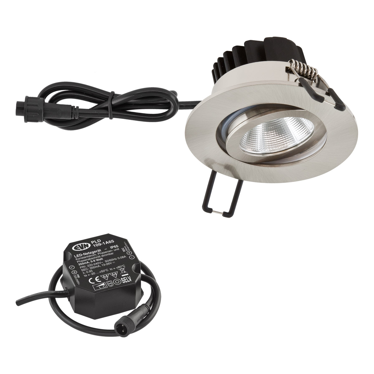 EVN Lichttechnik P-LED Einbauleuchte 230V 3000K Edelstahl PC650N91302