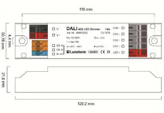 Lunatone LED-Dimmer DALI 4Ch LED Dimmer CV 10A