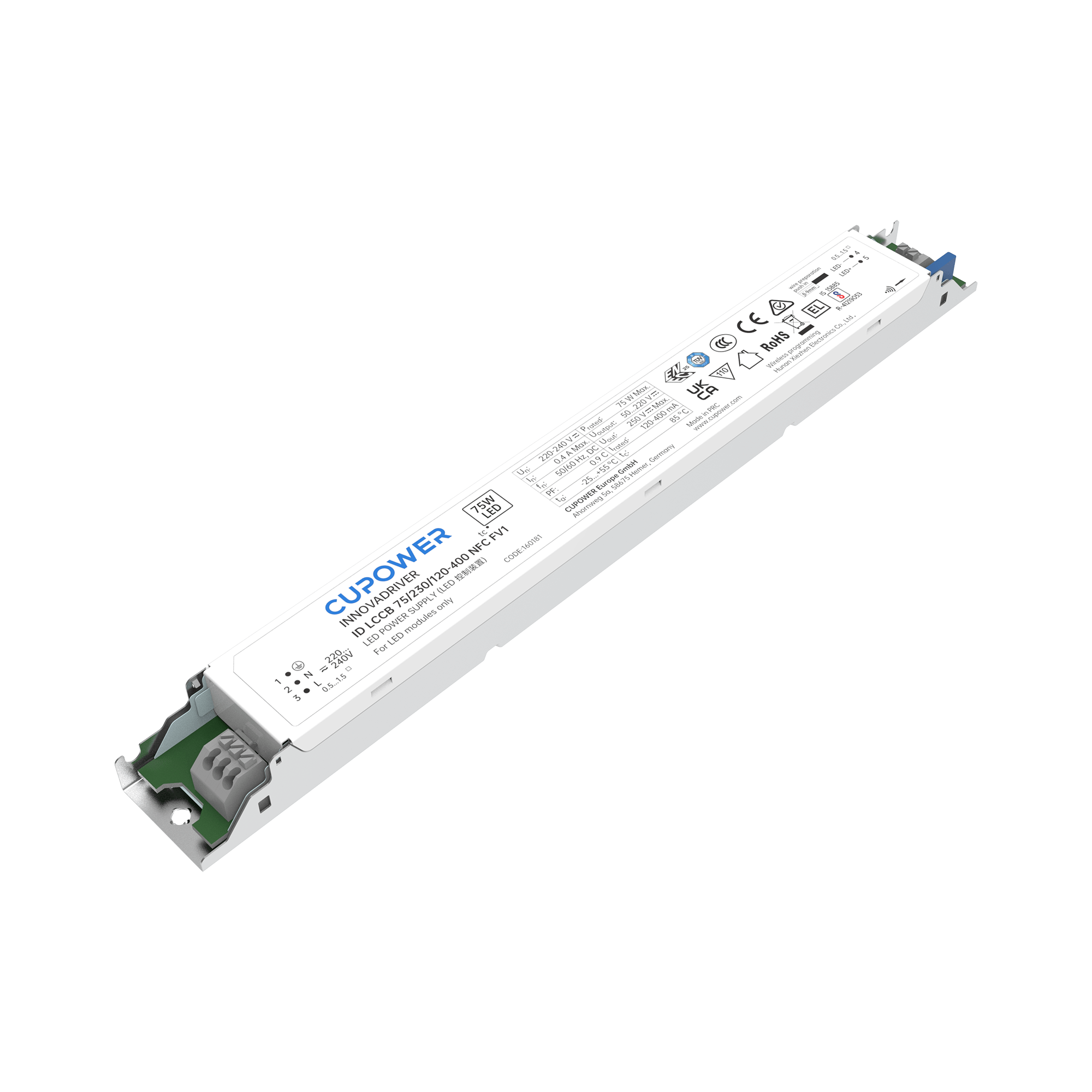 Cupower LED-Treiber ID LCCB 75/230/120-400 NFC FV1 - 160181 Cupower LED-Treiber ID LCCB 75/230/120-400 NFC FV1 - 160181