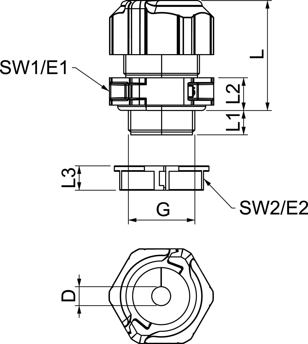 OBO Bettermann Vertr Kabelverschraubung teilbar, mit Gegenm. V-TEC TB25 09-11 - 2024913