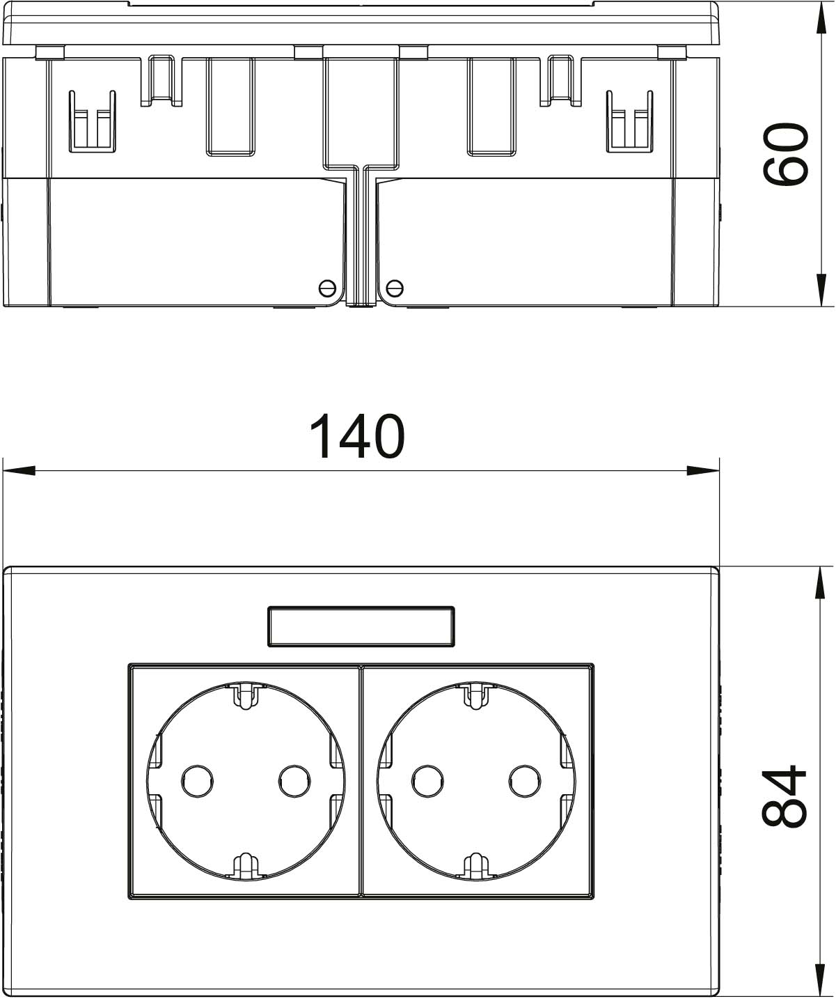 OBO Bettermann Vertr Steckdoseneinheit 2fach 84x140x59mm rt SDE-RW D0RT2B - 6119429