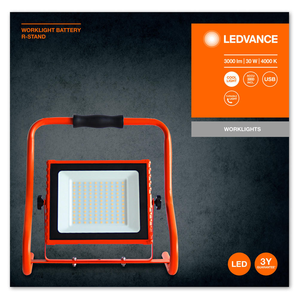 Ledvance LED-Arbeitslicht flexibel LED WORKLIGHT BATTERY 30W 840 R-ST – 4058075576513