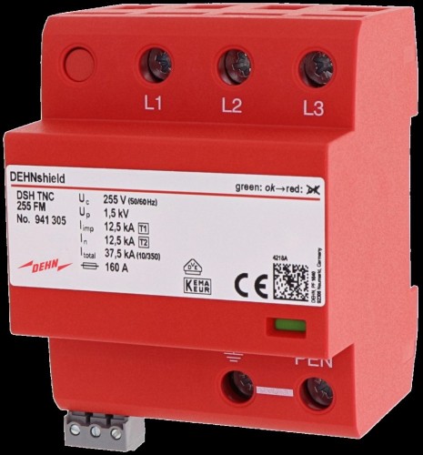 DEHN Kombi-Ableiter für 3-p.TN-C-Systeme DSH TNC 255 FM - 941305