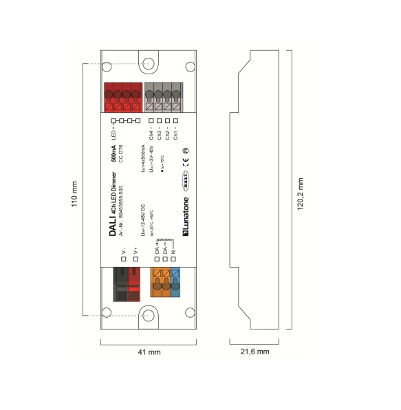 Lunatone Lichtmanagement LED-Dimmer DALI 4Ch CC 700mA