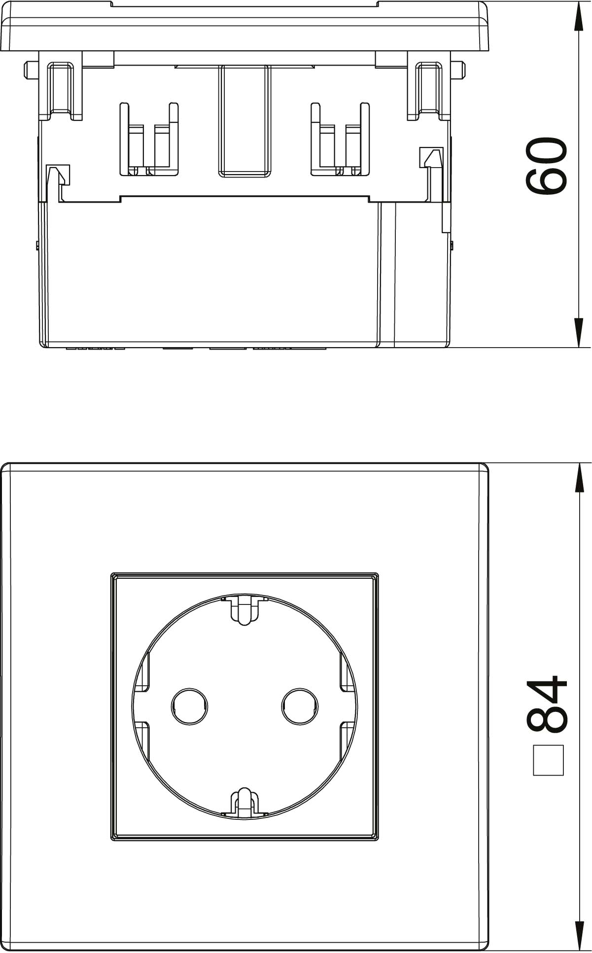 OBO Bettermann Vertr Steckdoseneinheit 1fach 84x84x59mm rws SDE-RW D0RW1 - 6119401