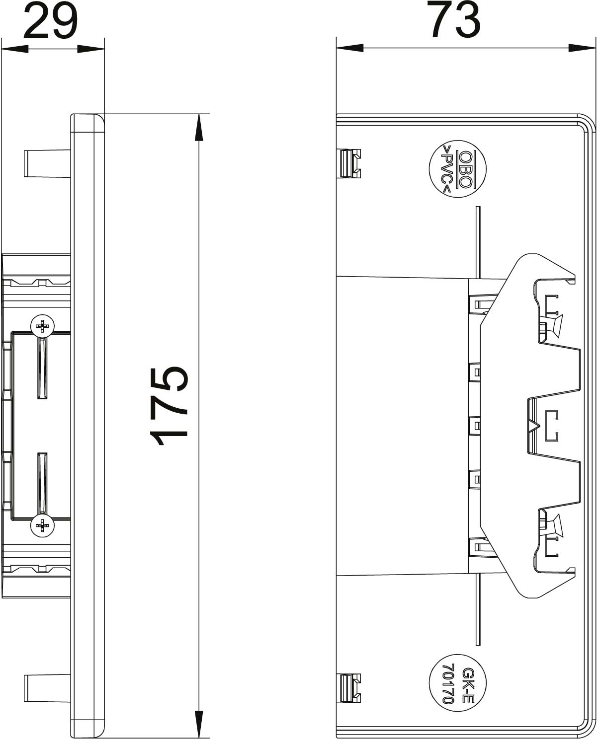 OBO Bettermann Vertr Endstück 70x170mm, PC/ABS GK-E70170WA - 6274774