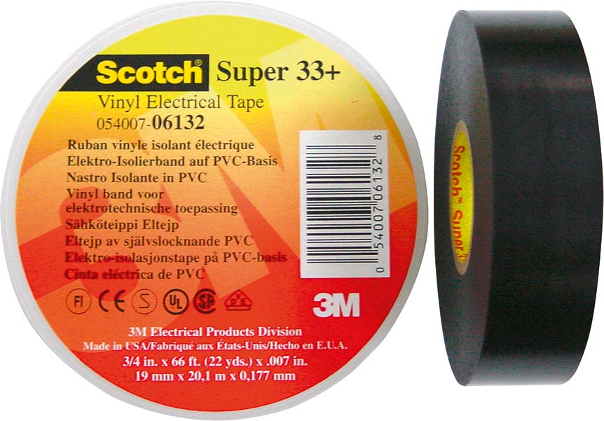 3M Deutschland PVC Elektro-Isolierband 19 mm x 33 m, sw ScotchSuper33+ 19x33