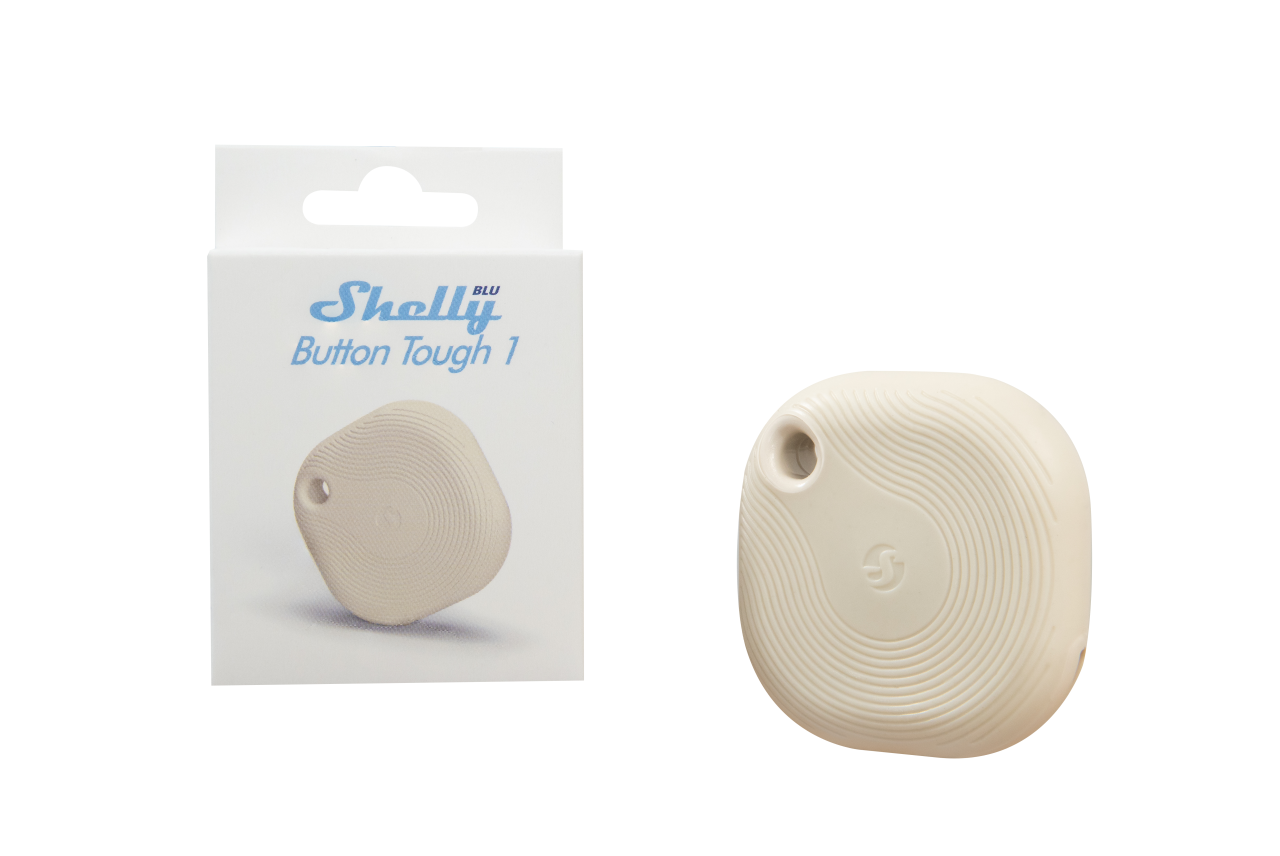 Shelly Plug & Play Blu Button Tough Ivory Schalter & Dimmer Bluetooth Batterie Hellbeige