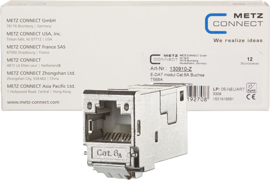 Metz Connect E-DATmodul RJ45 8(8) TN Cat.6A, TIA-A, gesch E-DAT Modul 12