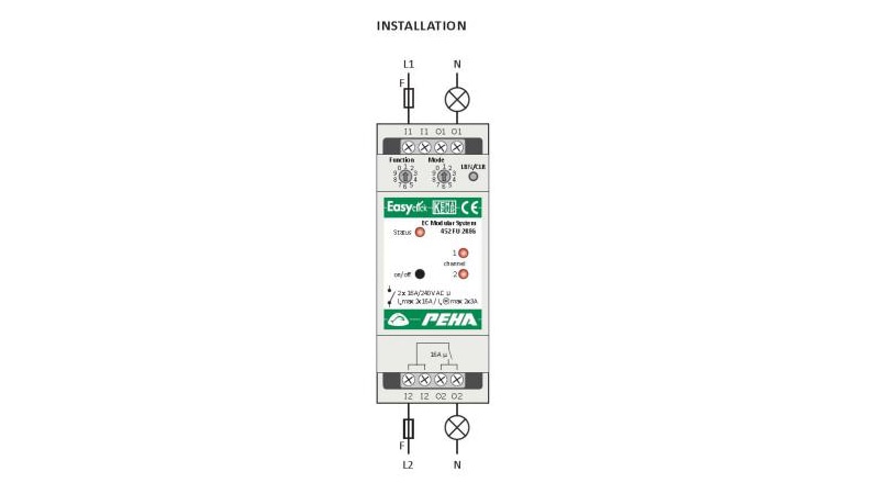 PEHA Lichtmanagement EnOcean Easyclickpro Funk-Schaltmodul 2-Kanal 16A 2TE