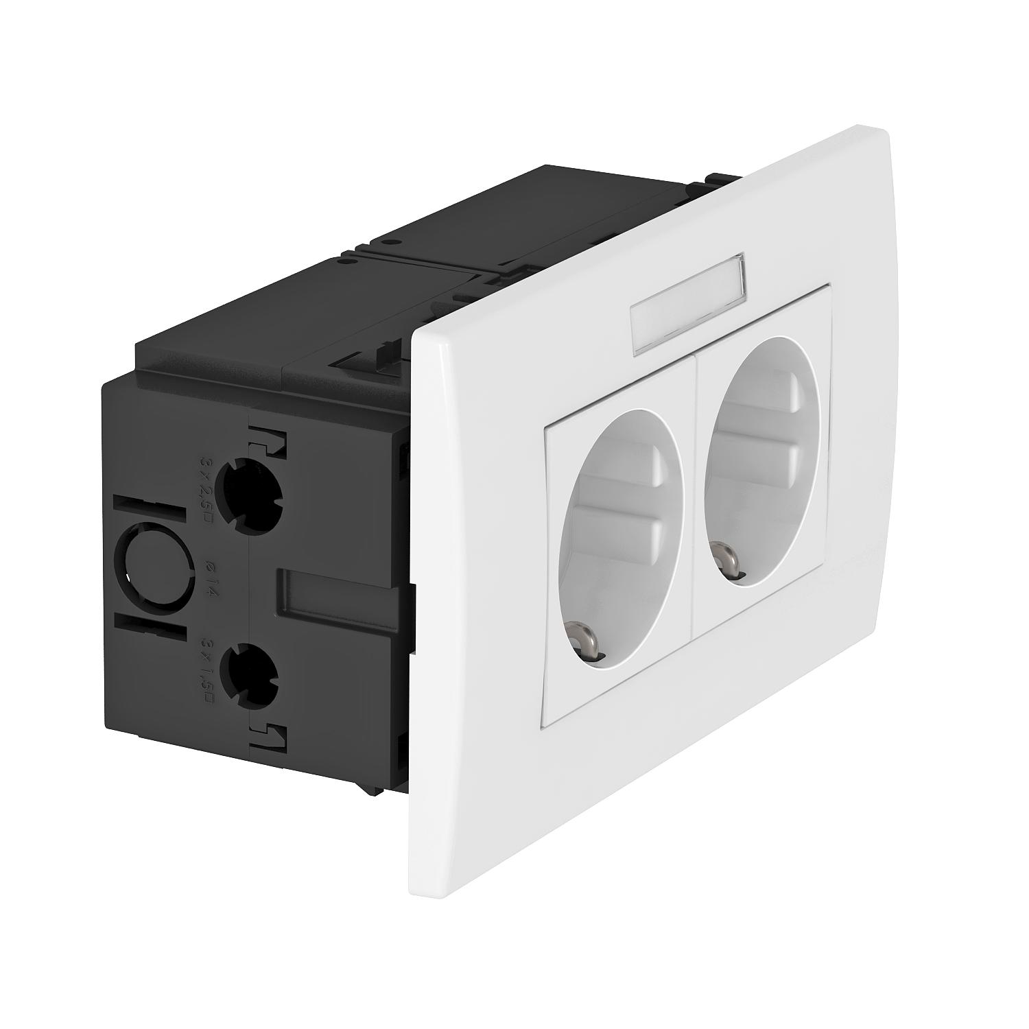 OBO Bettermann Vertr Steckdoseneinheit 2fach 84x140x59 rws SDE-RW D0RW2B - 6119427