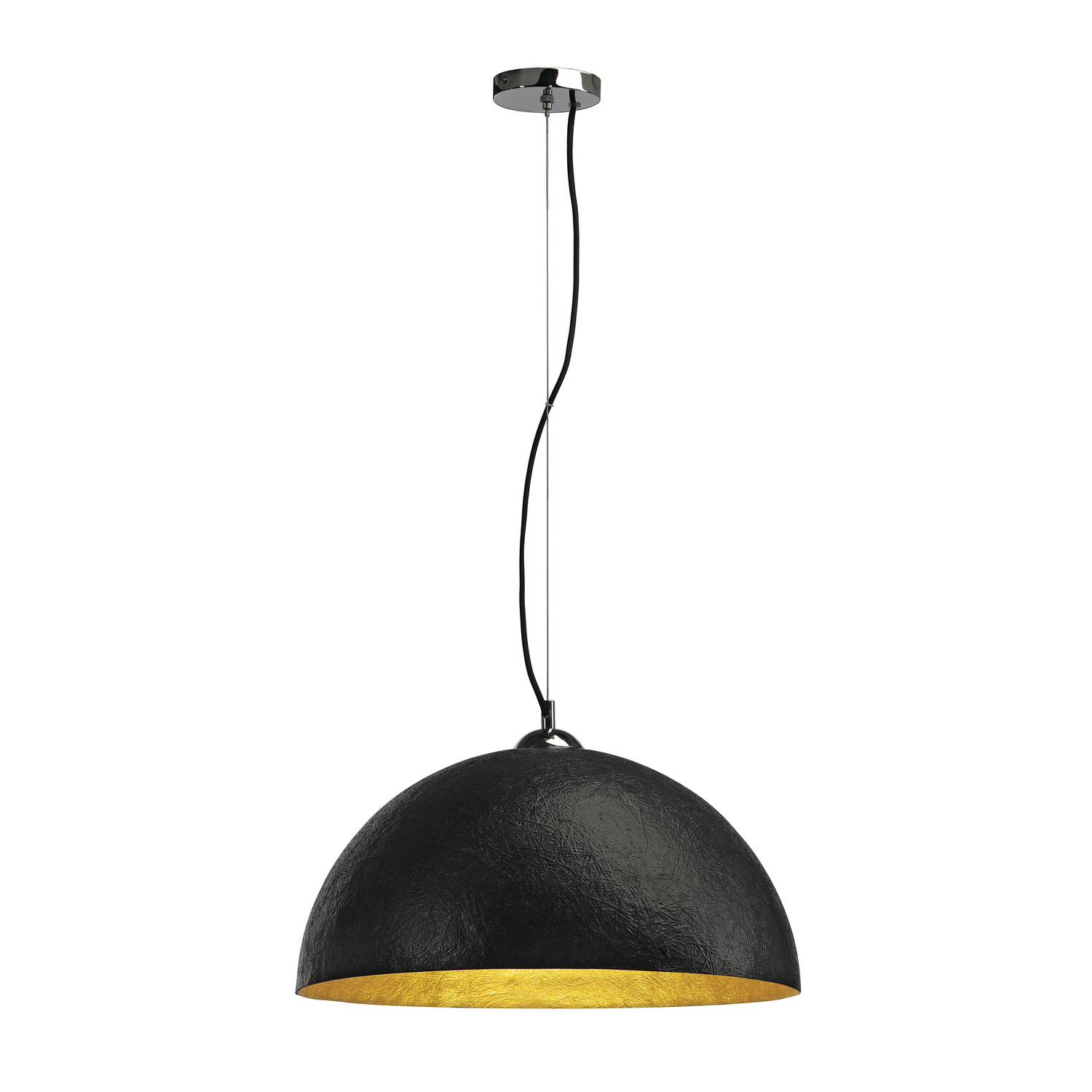 SLV FORCHINI 50, Pendelleuchte, A60, rund, schwarz matt/gold, Ø 50 cm, max. 40W - 155530