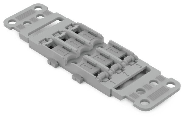 WAGO Mounting carrier with strain relief 3-way gray