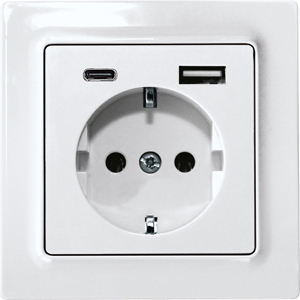 Eltako Schutzkontakt-Steckdose reinweiß glänzend DSS55E+USBA+C-wg günstig online kaufen