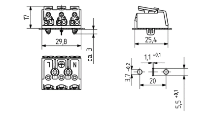 BJB 3-pole pushwire terminal blocks - 46.413.1115.50