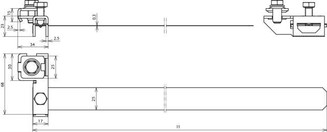 DEHN Bandrohrschelle m.Zacken NIRO BRS27168ZAK1X102X68V