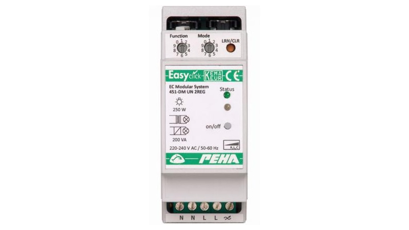 PEHA Lichtmanagement EnOcean Easyclick Funk-Schaltmodul Universal-DIM 1-Kanal 16A 2TE