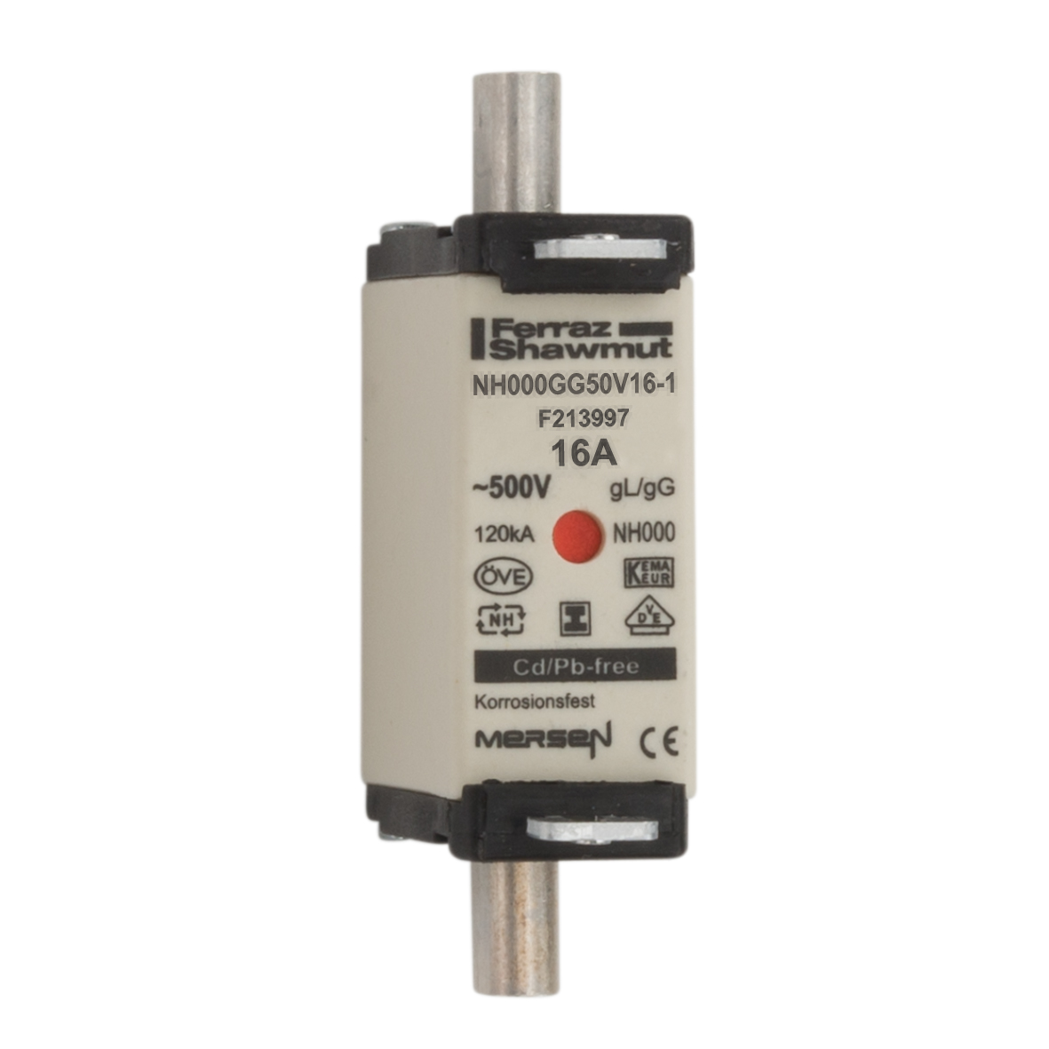 Mersen NH-Sicherungseinsatz SG Gr.000 gG 16A/500VKM NH000GG50V16-1