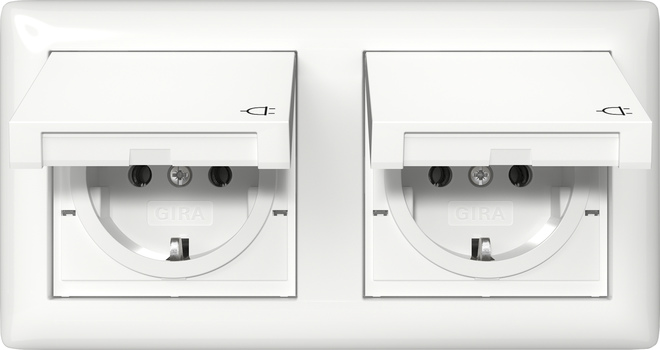 Gira Steckdose KD +Set IP44 Rahmen 2f Reinweiß 415803 Gira Steckdose KD +Set IP44 Rahmen 2f Reinweiß 415803