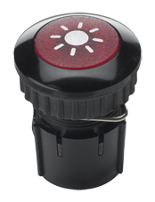 Grothe Klingeltaster rund 14,6mm Kn.rot, Hülse alu/sw PROTACT 100 LED