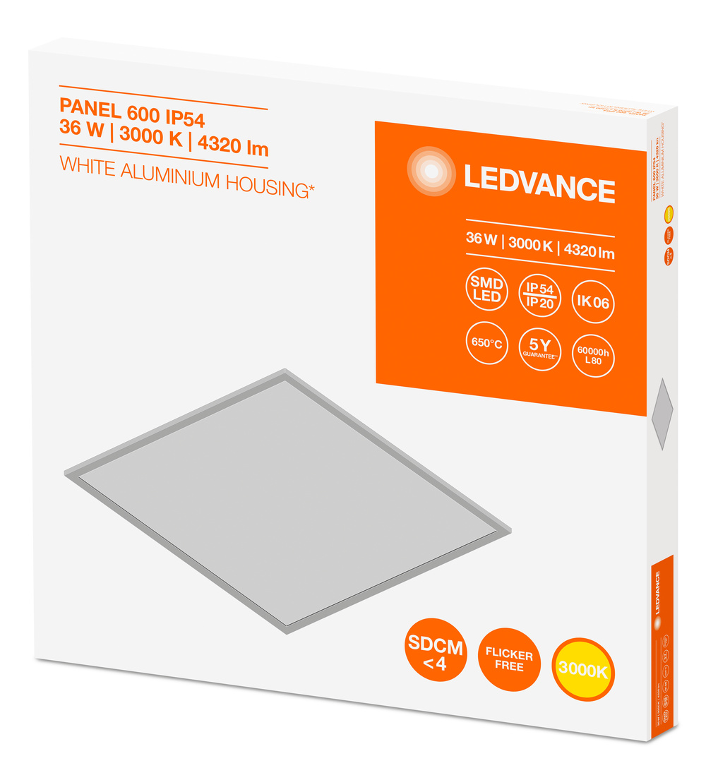 Ledvance LED panel luminaire PANEL 600 IP54 36 W 3000 K OP WT