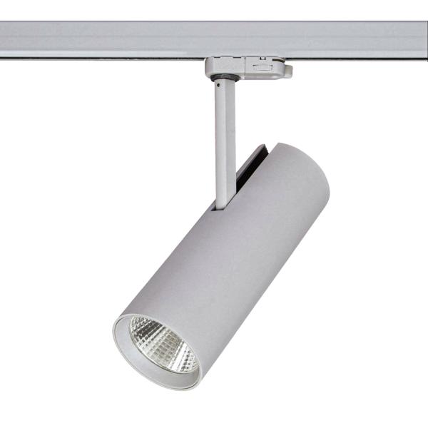 Brumberg LED track spotlight MAXI, textured silver, round - 88397684