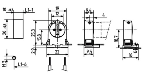 BJB G5 Push through lampholders 26.620.2001.50